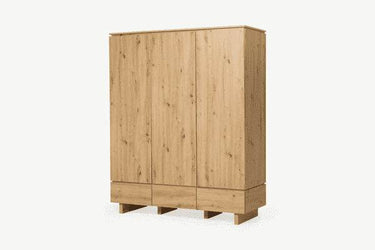 Texas Artisan Oak Effect Triple Wardrobe: 3 Doors, 3 Drawers, Spacious Storage - UK Luxury Furniture